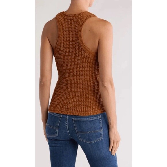 Women’s Madewell Crochet-Knit Crewneck Sweater Tank Warm Coffee Large Brown - Picture 2 of 6